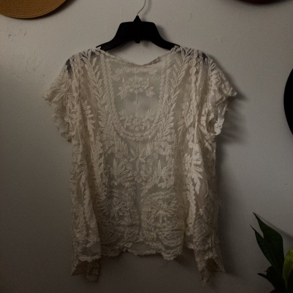 Short sleeve boho lace cardigan/coverup - Picture 3 of 6